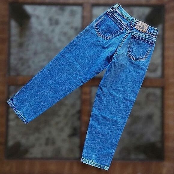 Vtg youth high-waisted tapered blue jeans - Picture 2 of 11